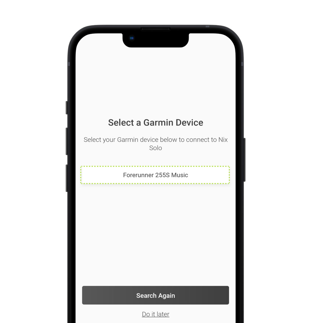 Adding Garmin device in the Nix Biosensors iOS app