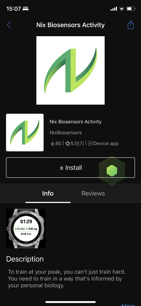 Nix Image Tech Tips | Nix Biosensors Activity app on Garmin device